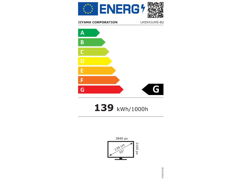 PROLITE LH5541UHS-B2 - 54.6" Digital Signage Display, 4K UHD Auflösung, Media Player, schwarz