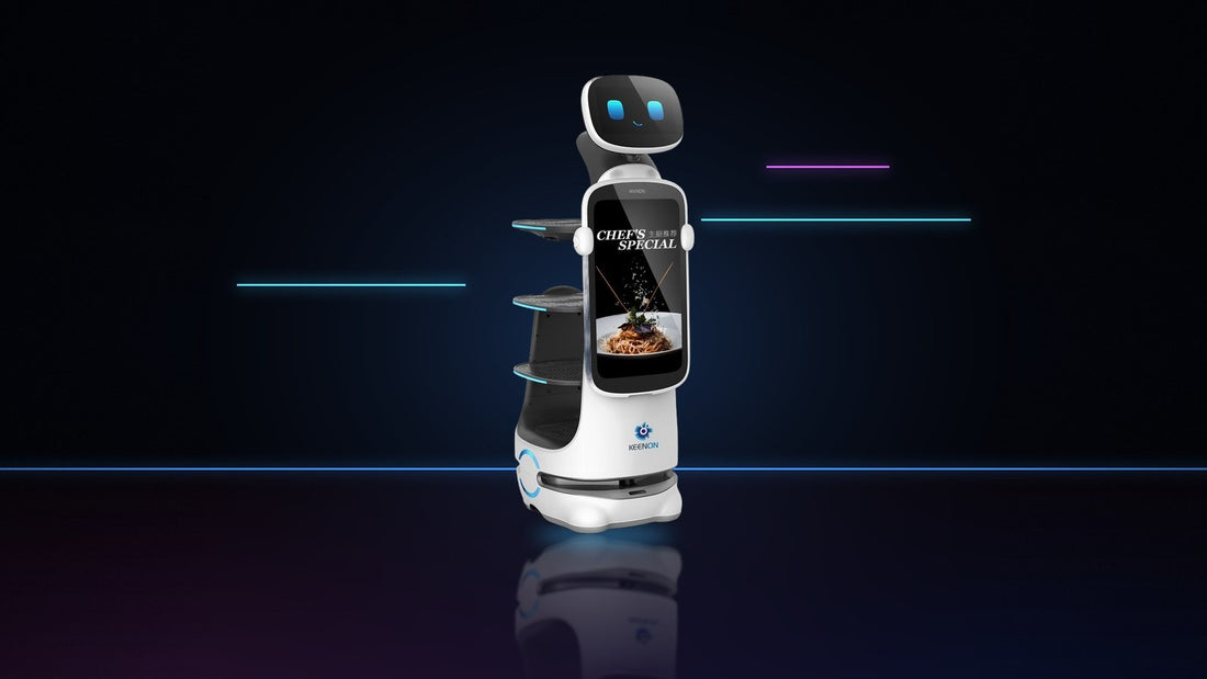 Keenon DINERBOT T10 Servierroboter mit vier Ebenen und großem Werbedisplay