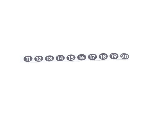 Stift-Aufklebenummern 11, 12, 13, 14, 15, 16, 17, 18, 19, 20 für Kellnerstifte