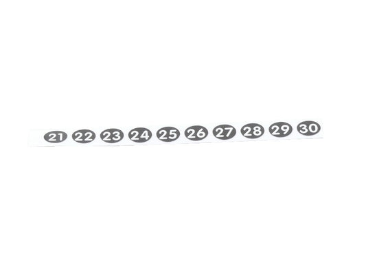 Stift-Aufklebenummern 21, 22, 23, 24, 25, 26, 27, 28, 29, 30 für Kellnerstifte