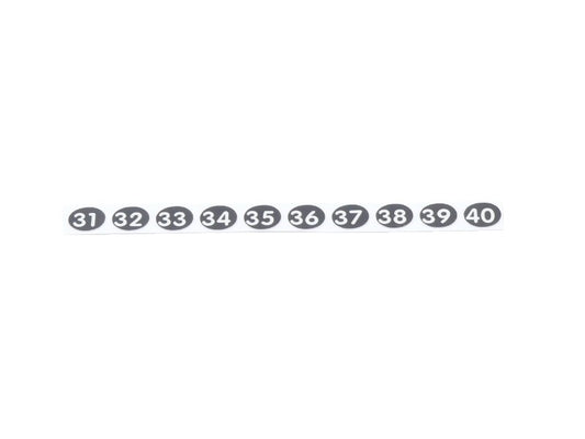 Stift-Aufklebenummern 31, 32, 33, 34, 35, 36, 37, 38, 39, 40 für Kellnerstifte