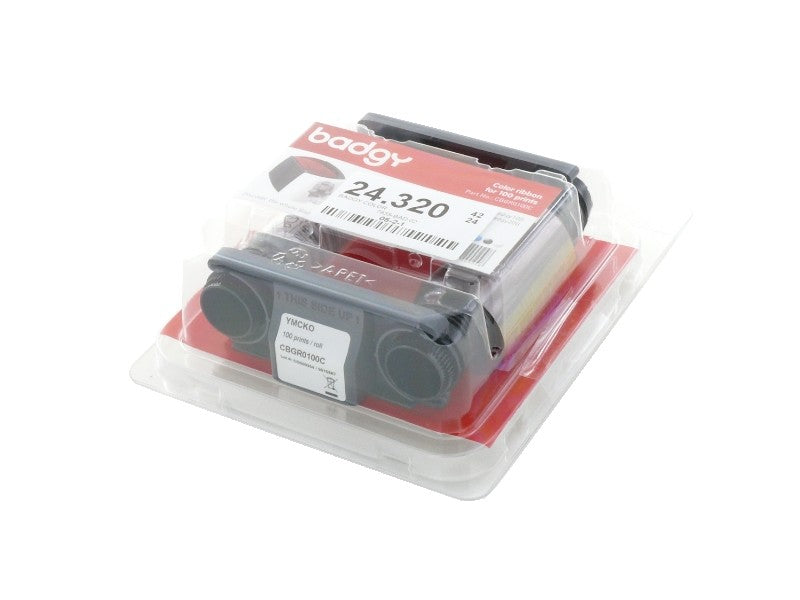Farbband (YMCKO - 100 Druck/Rolle) für Badgy