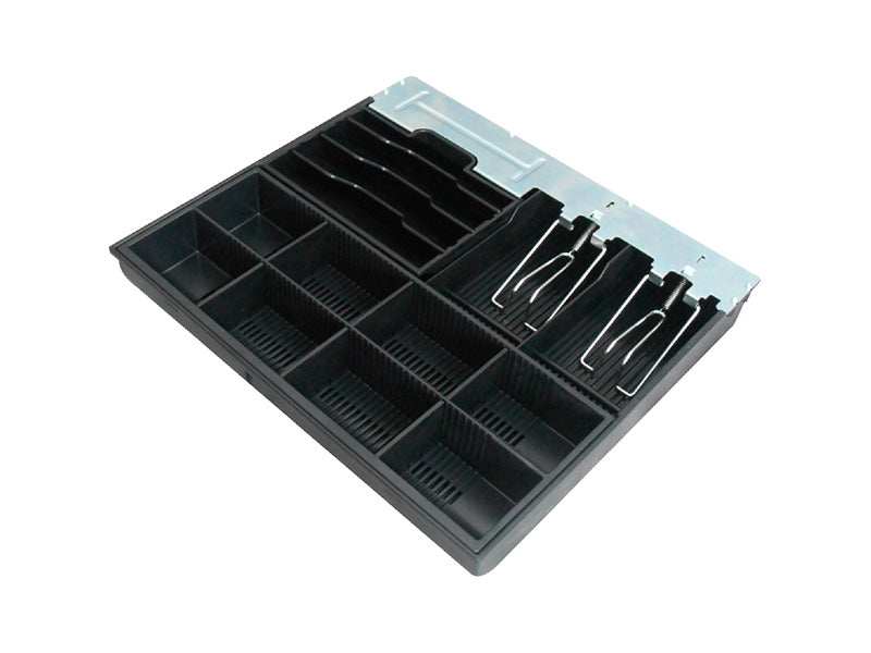 AC-4100 - Metall-Kassenlade mit 8 Münzfächern und 6 Scheinfächern, Scheckschlitz, DC24V RJ12 mit Micro Switch, Schwarz