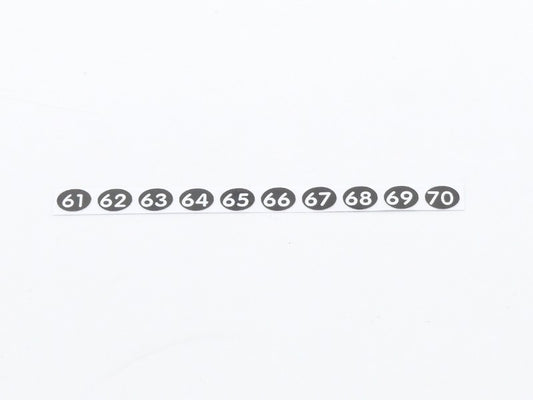 Stift-Aufklebenummern 61, 62, 63, 64, 65, 66, 67, 68, 69, 70 für Kellnerstifte
