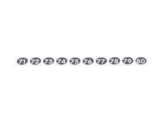 Stift-Aufklebenummern 71, 72, 73, 74, 75, 76, 77, 78, 79, 80 für Kellnerstifte