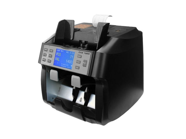 CCE 7000 – Banknotenzähler für sortierte und gemischte Noten mit eingebautem Thermodrucker und externem Display