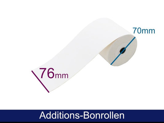 Additionsrolle - 2-lagig, 76 65-70 12 (B/D/K), weiss/gelb, ca. 25m