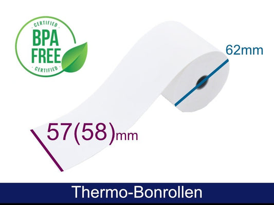 Thermorolle - 57(58) 62 12 (B/D(max.)/K) weiss, 55g, 50m