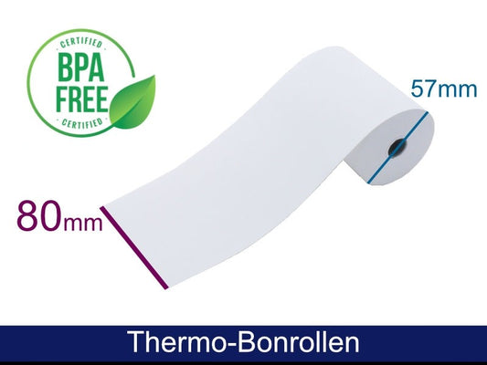 Thermorolle - 80 57 12 (B/D(max.)/K) weiss, 55g, 40m (z. B. für T2 mini)