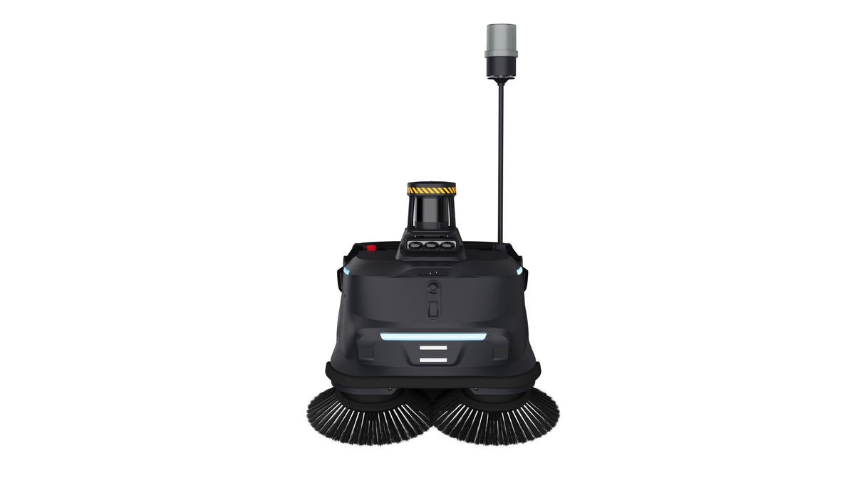 PUDU MT1 Max Kehrroboter mit zwei Seitenbürsten, Frontansicht
